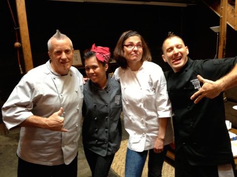 The Food Network Cutthroat Kitchen champ with her competitors 