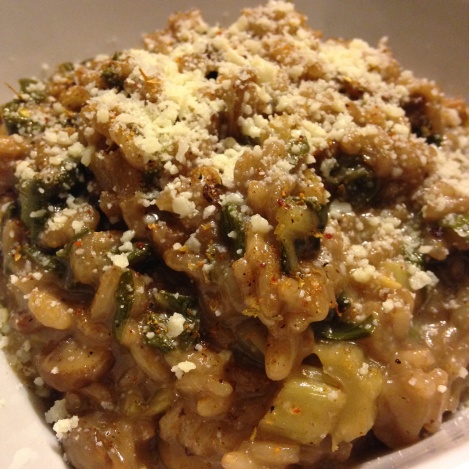 Risotto with mushroom & Swiss chard from Fuentebella's garden